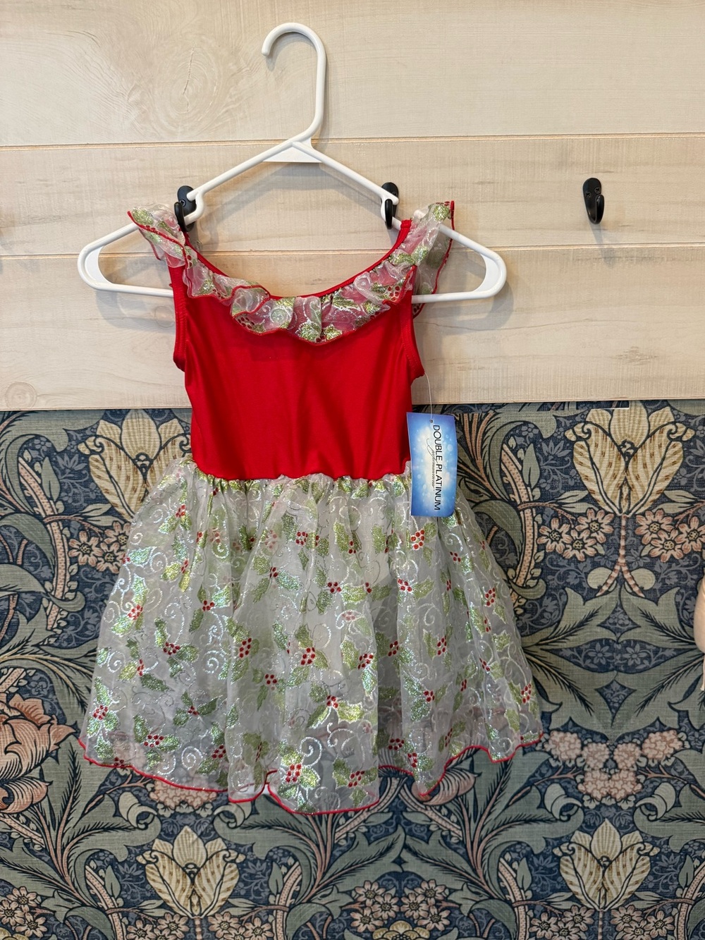 NEW! Double Platinum Christmas Holiday ballet costume, red holly, MC